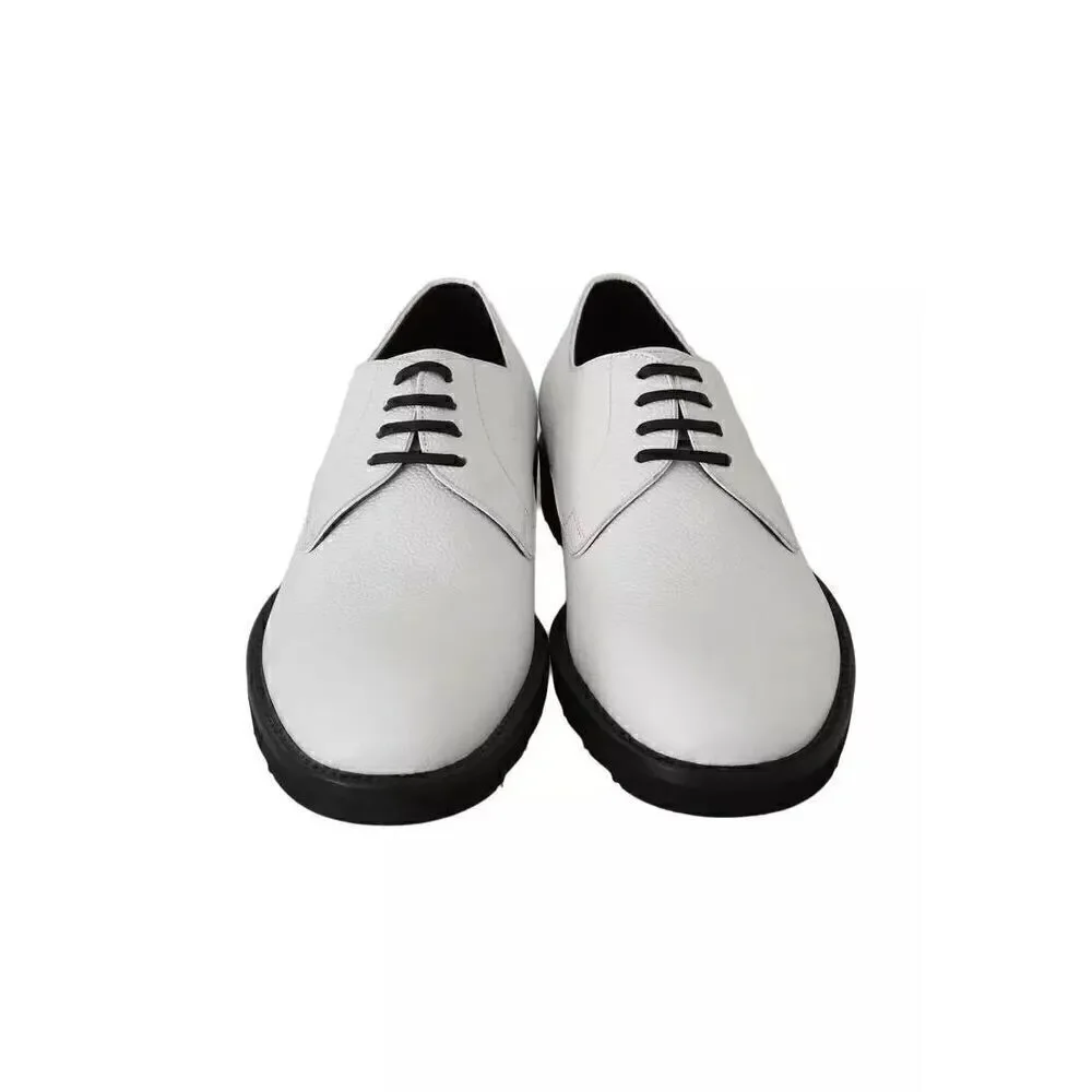 Dolce & Gabbana White Leather Derby Dress Formal Shoes-NWOT